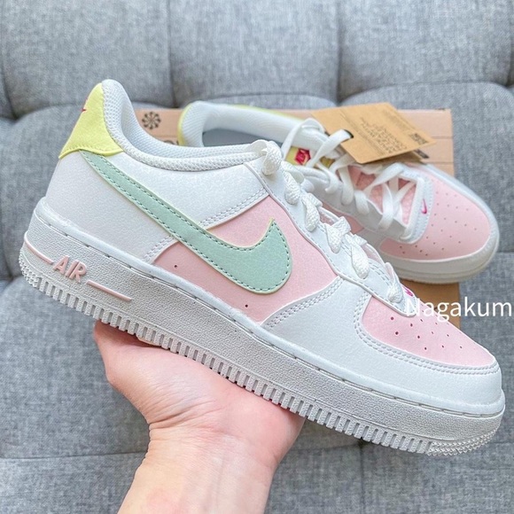 🌸 Nike Air Force 1 Pastel white pink block shoes - Picture 2 of 4